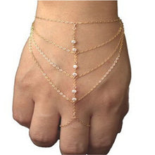 Elegant Multi Chain Tassel Bracelet Bangle Slave Finger Hand Harness Gold Women