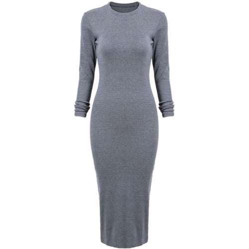 Elegant Women Jumper Long Sleeve Bodycon Dress Slim High Slit Sweater Party Knitted Dresses