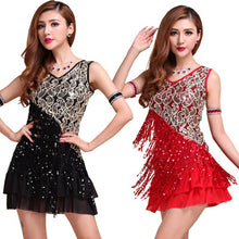 Elegant Women Night Club Party Latin Dance Dress Ballroom Salsa Sequins Fringe Skirts6