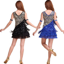 Elegant Women Night Club Party Latin Dance Dress Ballroom Salsa Sequins Fringe Skirts6