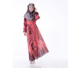 Elegant Women's Kaftan Abaya Jilbab Islamic Muslim Floral Chiffon Long Sleeve Maxi Dress PY3