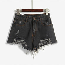 European and American BF Wind Blue High Waist Denim Shorts Women Worn Loose Burr Hole Shorts