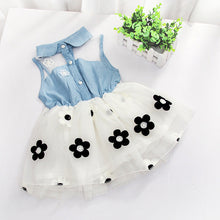 Baby Kids Girls Denim Dress Sleeveless Shirt Tulle Princess Tutu Dresses 0-4Y