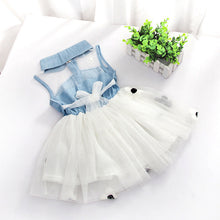 Baby Kids Girls Denim Dress Sleeveless Shirt Tulle Princess Tutu Dresses 0-4Y