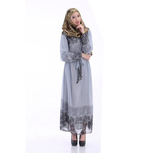 Kaftan Abaya Jilbab Islamic Muslim Women Vintage Maxi Dress+Belt PY3