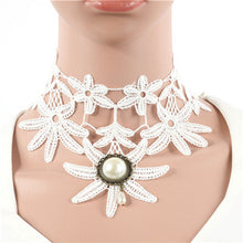 Lace Collar Flower Victorian Choker Womens Pendant Gothic Gems Necklace
