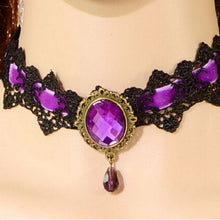 Lace Collar Flower Victorian Choker Womens Pendant Gothic Gems Necklace