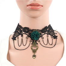 Lace Collar Flower Victorian Choker Womens Pendant Gothic Gems Necklace