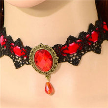 Lace Collar Flower Victorian Choker Womens Pendant Gothic Gems Necklace