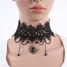 Lace Collar Flower Victorian Choker Womens Pendant Gothic Gems Necklace