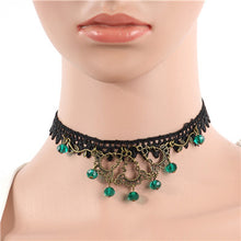 Lace Collar Flower Victorian Choker Womens Pendant Gothic Gems Necklace