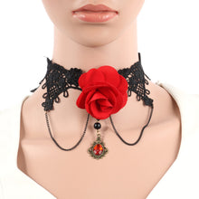 Lace Collar Flower Victorian Choker Womens Pendant Gothic Gems Necklace