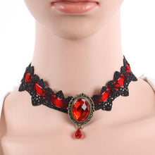 Lace Collar Flower Victorian Choker Womens Pendant Gothic Gems Necklace