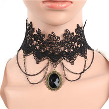 Lace Collar Flower Victorian Choker Womens Pendant Gothic Gems Necklace