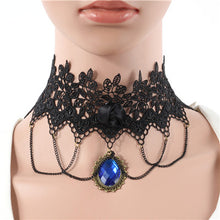 Lace Collar Flower Victorian Choker Womens Pendant Gothic Gems Necklace