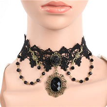 Lace Collar Flower Victorian Choker Womens Pendant Gothic Gems Necklace
