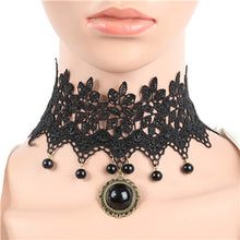 Lace Collar Flower Victorian Choker Womens Pendant Gothic Gems Necklace
