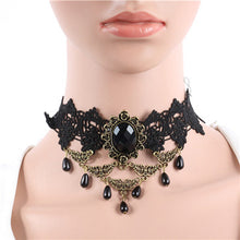 Lace Collar Flower Victorian Choker Womens Pendant Gothic Gems Necklace