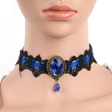 Lace Collar Flower Victorian Choker Womens Pendant Gothic Gems Necklace