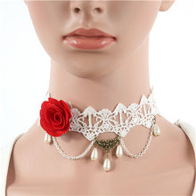 Lace Collar Flower Victorian Choker Womens Pendant Gothic Gems Necklace