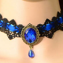 Lace Collar Flower Victorian Choker Womens Pendant Gothic Gems Necklace