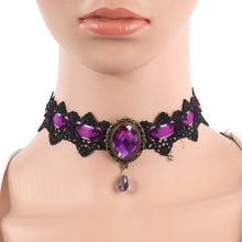 Lace Collar Flower Victorian Choker Womens Pendant Gothic Gems Necklace