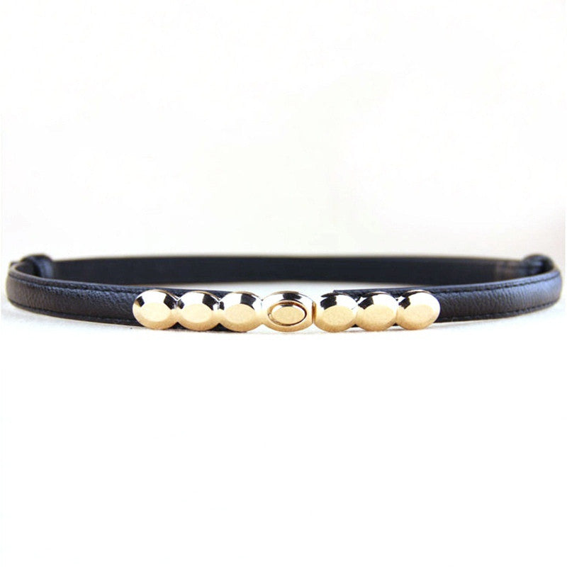 Lady PU Leather Alloy Thin Belts press design Thin Skinny Waistband P1