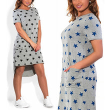 Print Star Women Dresses bBg s  Plus  Women Clothing Knee-Length Dress Casual Loose Dress