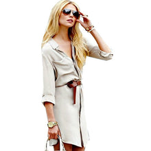 Sexy Women V-neck Long Sleeve Loose Tops Blouse Short Mini Button Shirt Dresses PY3