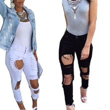 Sexy Women's Destroyed Distressed Denim Pants Ripped Jeans Skinny Pencil Trouser PL1