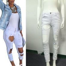 Sexy Women's Destroyed Distressed Denim Pants Ripped Jeans Skinny Pencil Trouser PL1