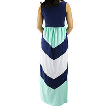 Style Family Matching Outfits Mother And Daughter Sleeveless Striped Patchwork Long Dress LE4