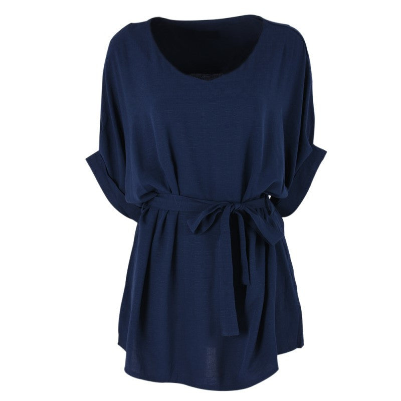 Women 3/4 Sleeve Bodycon Tops Dress Slim Waist T-shirt Beach Casual Dresses XL-5XL
