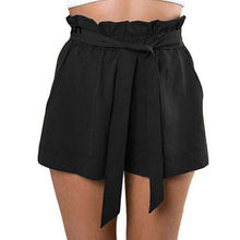 Women Casual Plus  Shorts High Waist Loose Shorts Patchwork able Bow Short Pant Ruffle With Belt