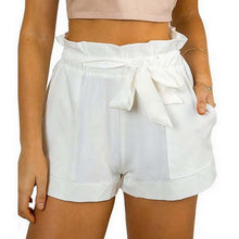 Women Casual Plus  Shorts High Waist Loose Shorts Patchwork able Bow Short Pant Ruffle With Belt