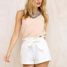 Women Casual Plus  Shorts High Waist Loose Shorts Patchwork able Bow Short Pant Ruffle With Belt