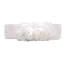 Women Girl Chiffon Flower Double Rose Flower Elastic Stretch Waist Belt