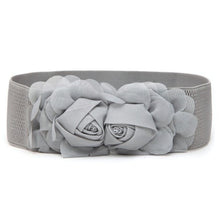 Women Girl Chiffon Flower Double Rose Flower Elastic Stretch Waist Belt
