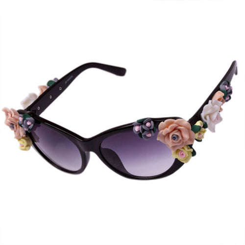 Women Girl Overd Oval Rose Floral Sunglasses Spectacles Shades Outdoor Beach Sun Glasses Lunette De Soleil