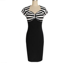 Women Striped Wear to Work Office OL Bodycon Midi Pencil Dresses