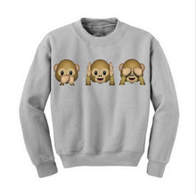 Women Sweatshirt 3D Emoji Monkey Printed Crew Neck Casual Pullover Jumper Coat Tops Blouse