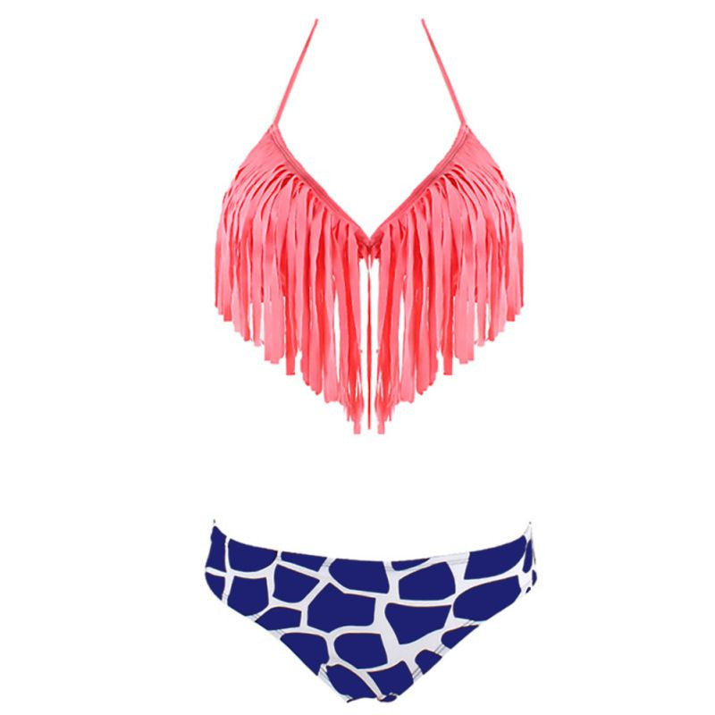 Women Tassel Bikini Bandage Push-Up Swimsuit Bathing Beachwear Swimwear