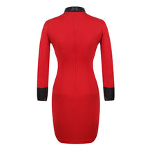 Women's 3/4 Sleeve Dress PU Leather Sleeve Clubwear Party Evening Red OL Dress