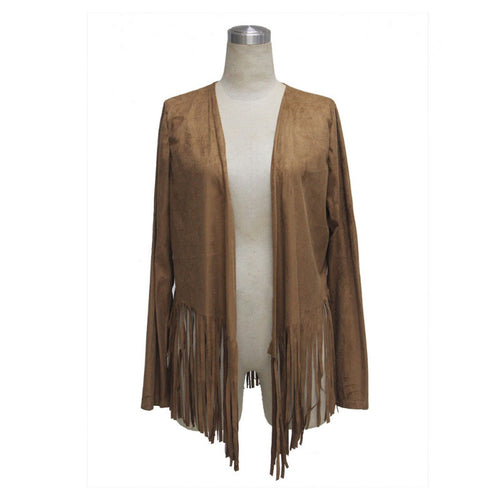 Women's Casual Long Sleeve Tassel Cardigan Sweater Jacket Coats Outwear PY3