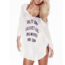 Women's Casual Short Sleeve T-shirts V-neck Letter Printed Blouse Tops Dress