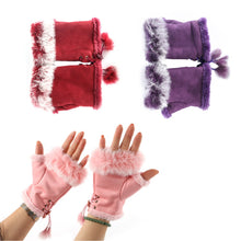 Women's Faux Rabbit Fur Hand Wrist Warmer Half Finger Gloves Glove 13 Colors PY6