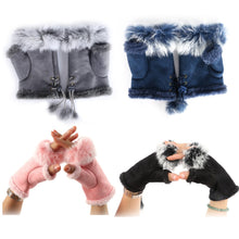Women's Faux Rabbit Fur Hand Wrist Warmer Half Finger Gloves Glove 13 Colors PY6