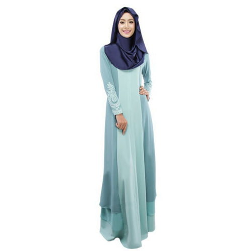 Women's Kaftan Dress Abaya Islamic Muslim Long Sleeve Maxi Dres PY3