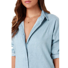 Women's Washed Denim Jean Dress Loose Casual Long Sleeve Shirt Dresses