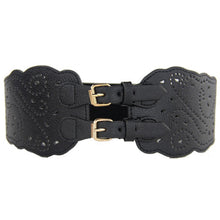 Womens Double Buckle Elastic Waist Belt Wide Stretch Corset Waistband